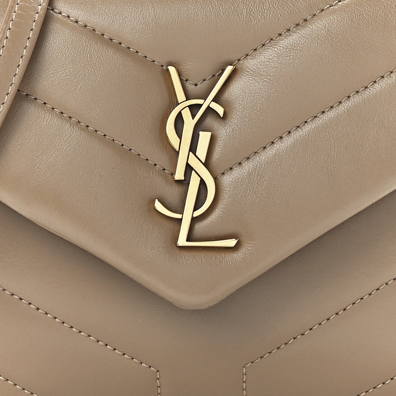 Saint Laurent Calfskin Y Quilted Monogram Toy Loulou Crossbody Bag Dark Beige 9 of 12