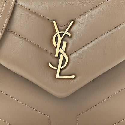 Saint Laurent Calfskin Y Quilted Monogram Toy Loulou Crossbody Bag Dark Beige 9 of 12