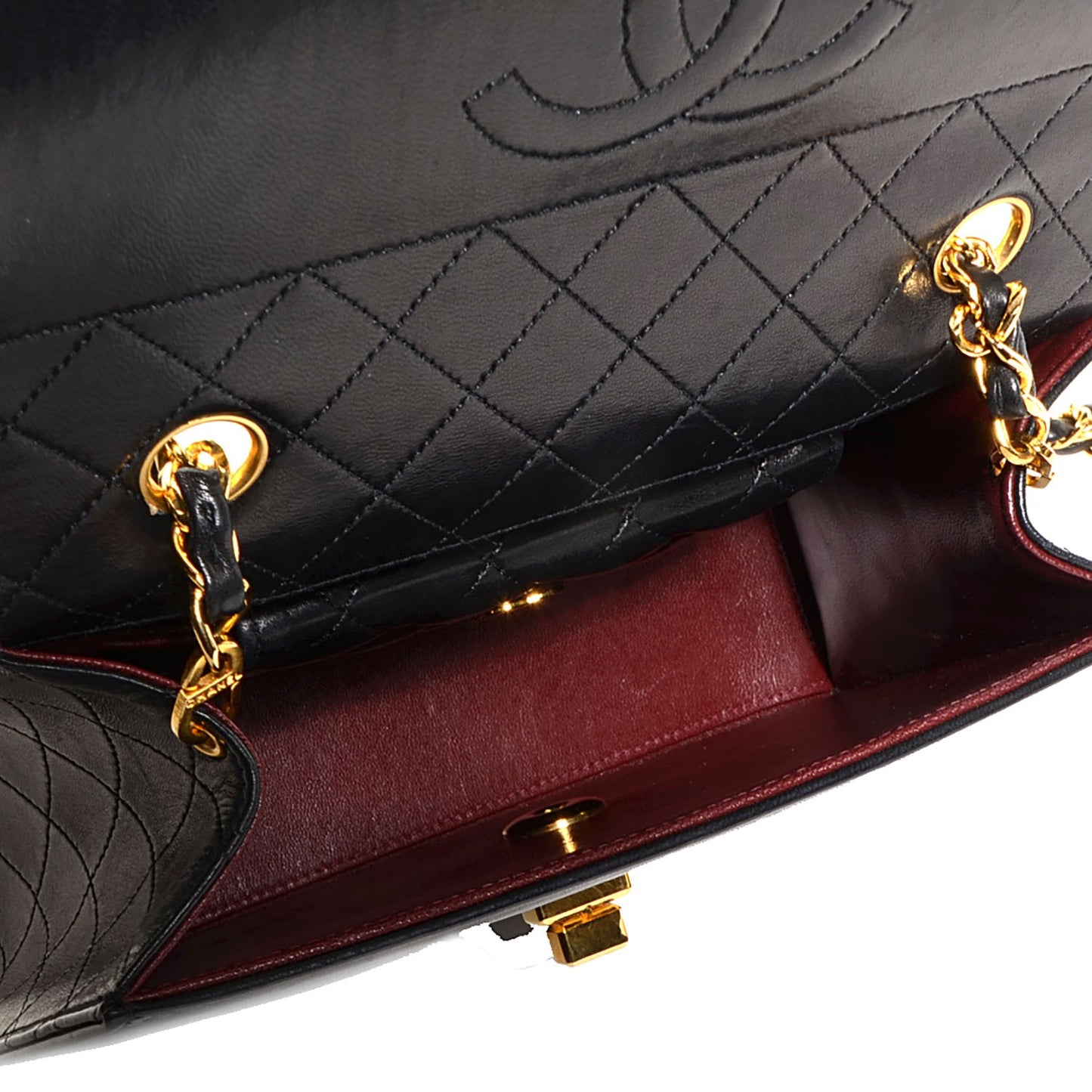 Lambskin Quilted Shoulder Bag Black