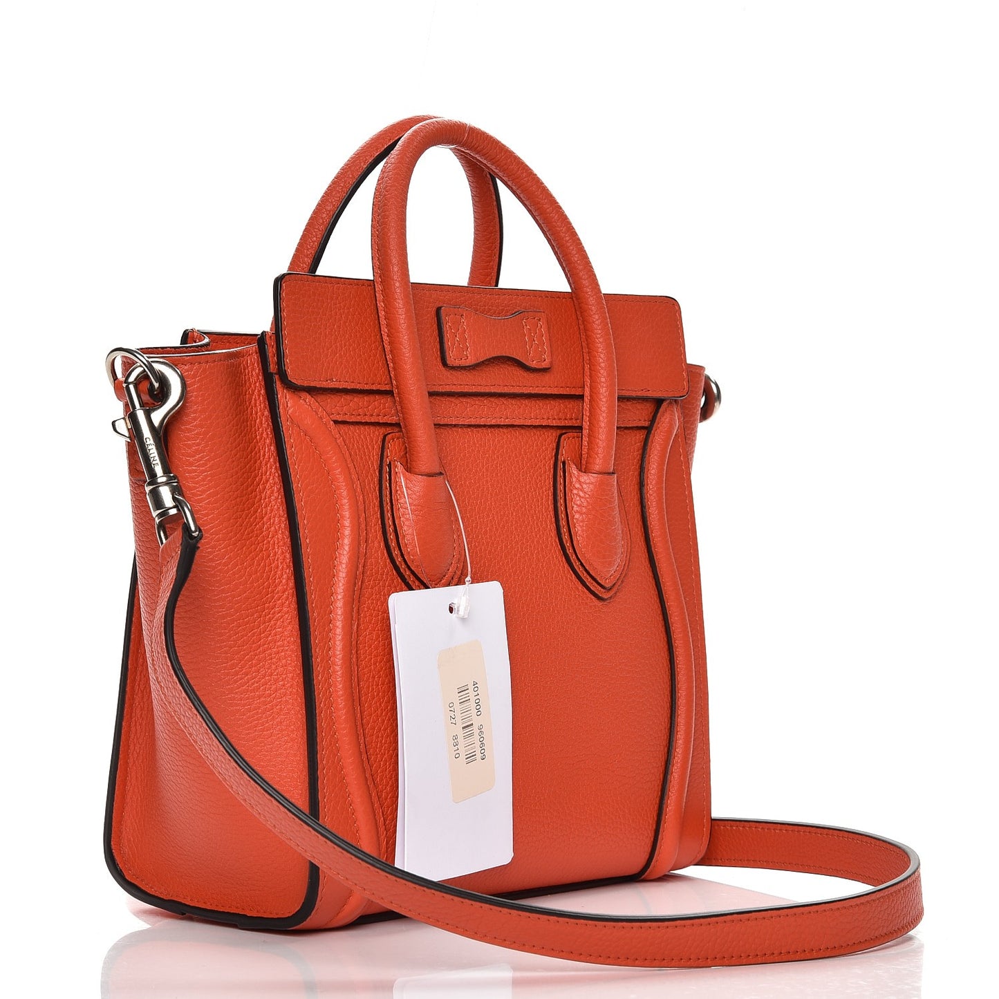 Drummed Calfskin Nano Luggage Vermillion