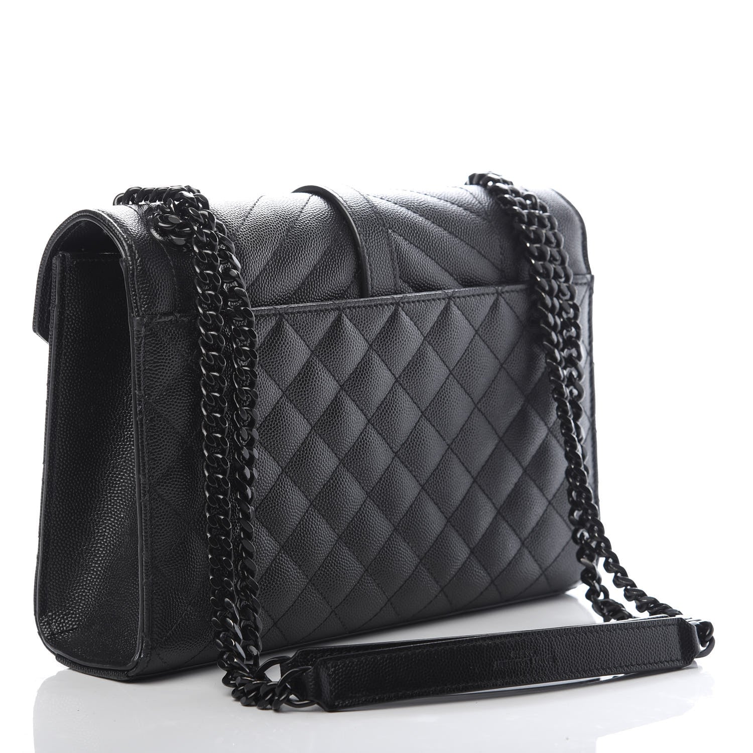 Saint Laurent Grain De Poudre Textured Mixed Matelasse Triquilt Medium Monogram Satchel Black 3 of 12