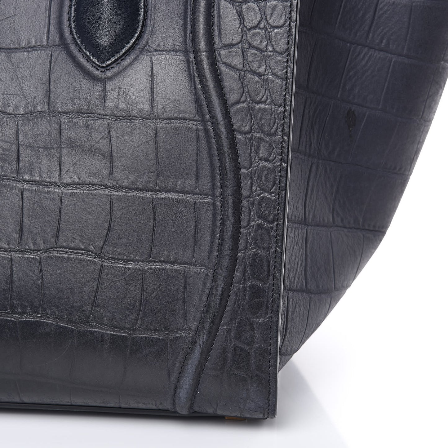 Crocodile Embossed Calfskin Medium Phantom Luggage Navy Blue
