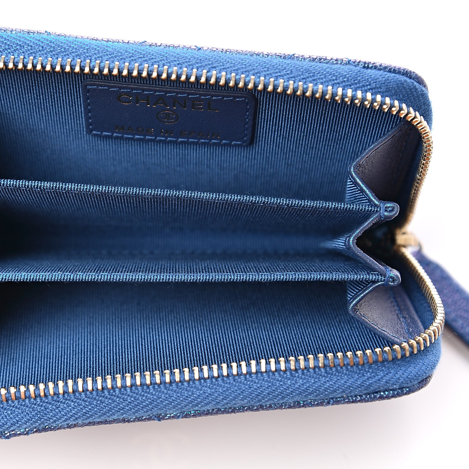 Chanel Iridescent Caviar Quilted Zip Around Coin Purse Dark Blue 4 of 6