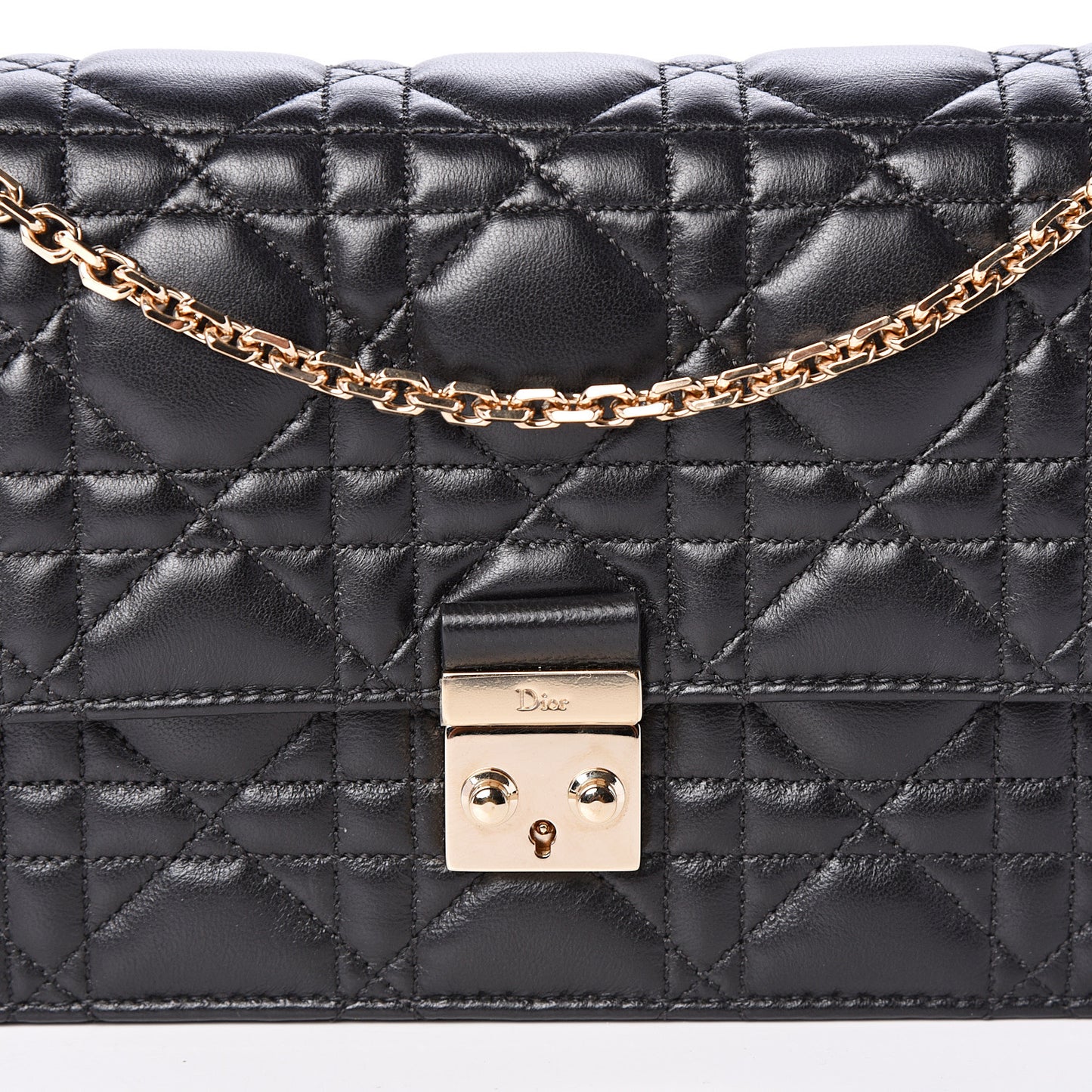 Lambskin Cannage Miss Dior Promenade Pouch Black