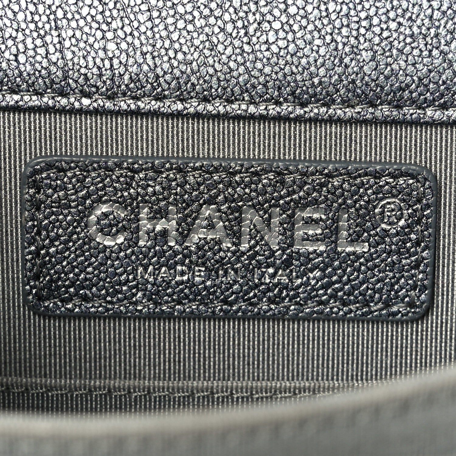 Chanel Iridescent Caviar Quilted North South Boy Flap Silver 10 of 21