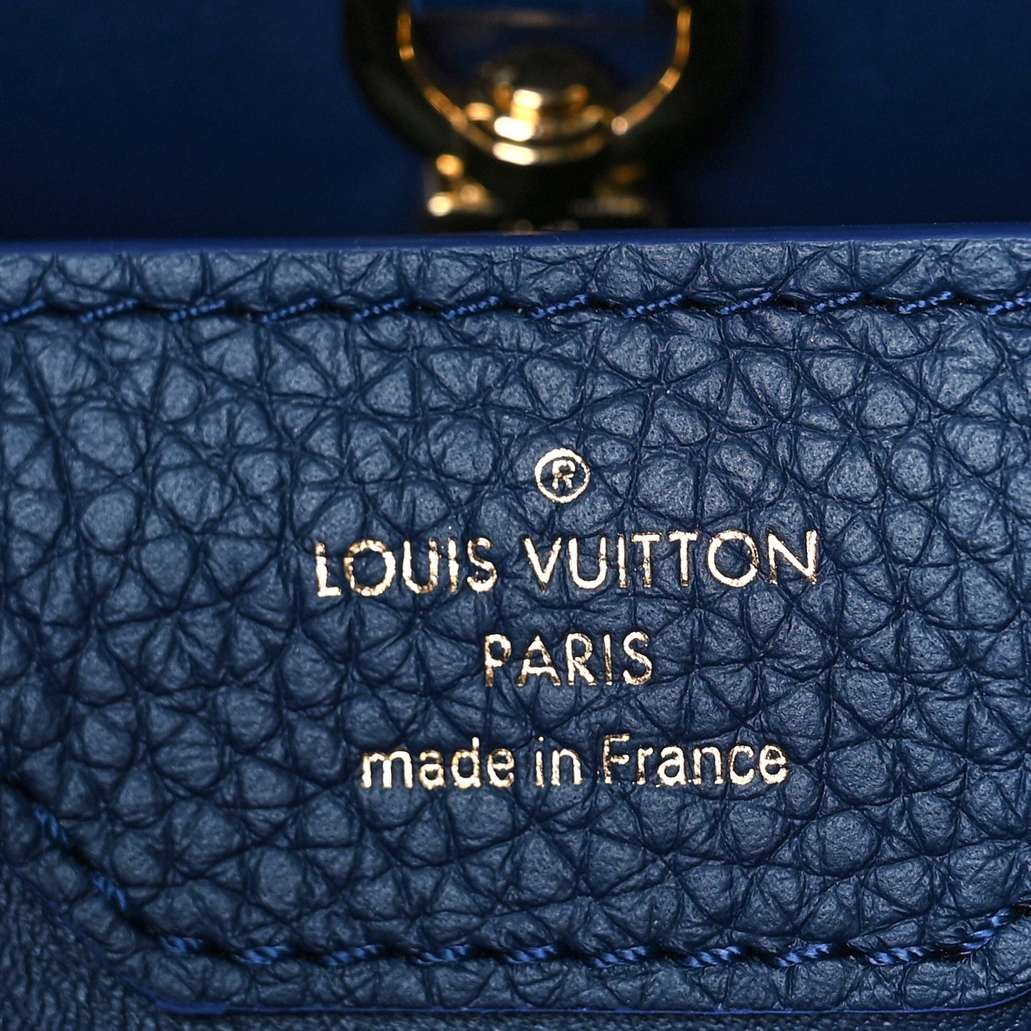 Taurillon Marble Capucines MM Midnight Blue