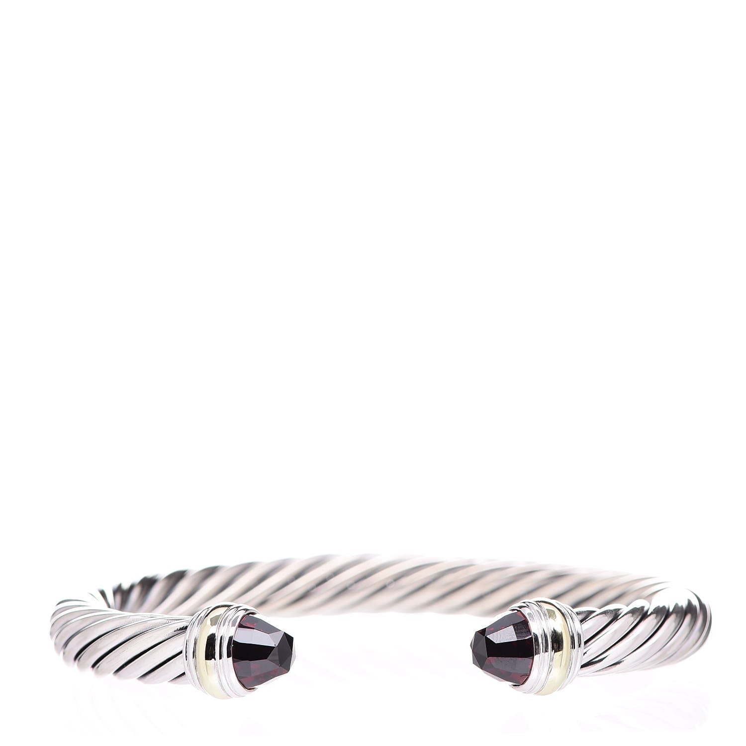 David Yurman Sterling Silver 14K Yellow Gold Garnet 7mm Cable Classics Bracelet 1 of 6