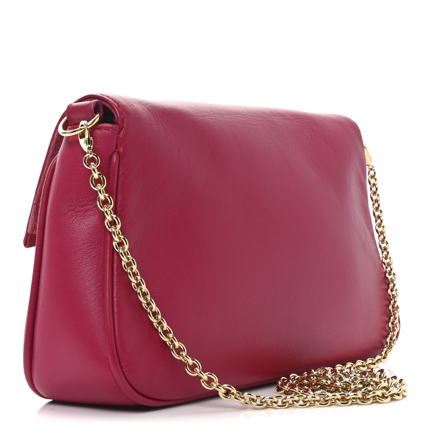 Vitello Flamingo Fendista Pouchette Crossbody Fuxia