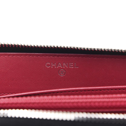Chanel Lambskin Quilted Zip Around Wallet Black 8 of 10