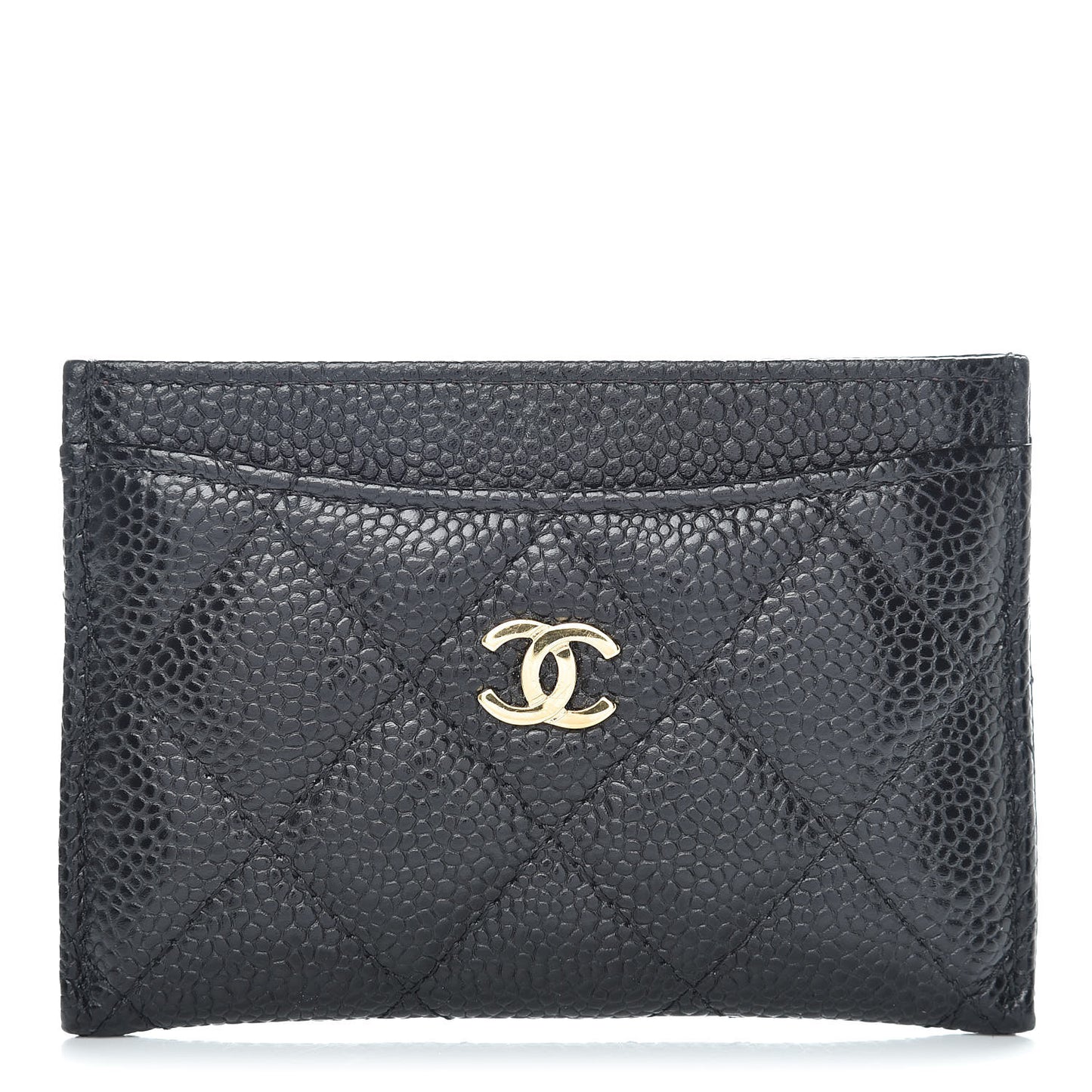 Caviar Quilted Card Holder Black