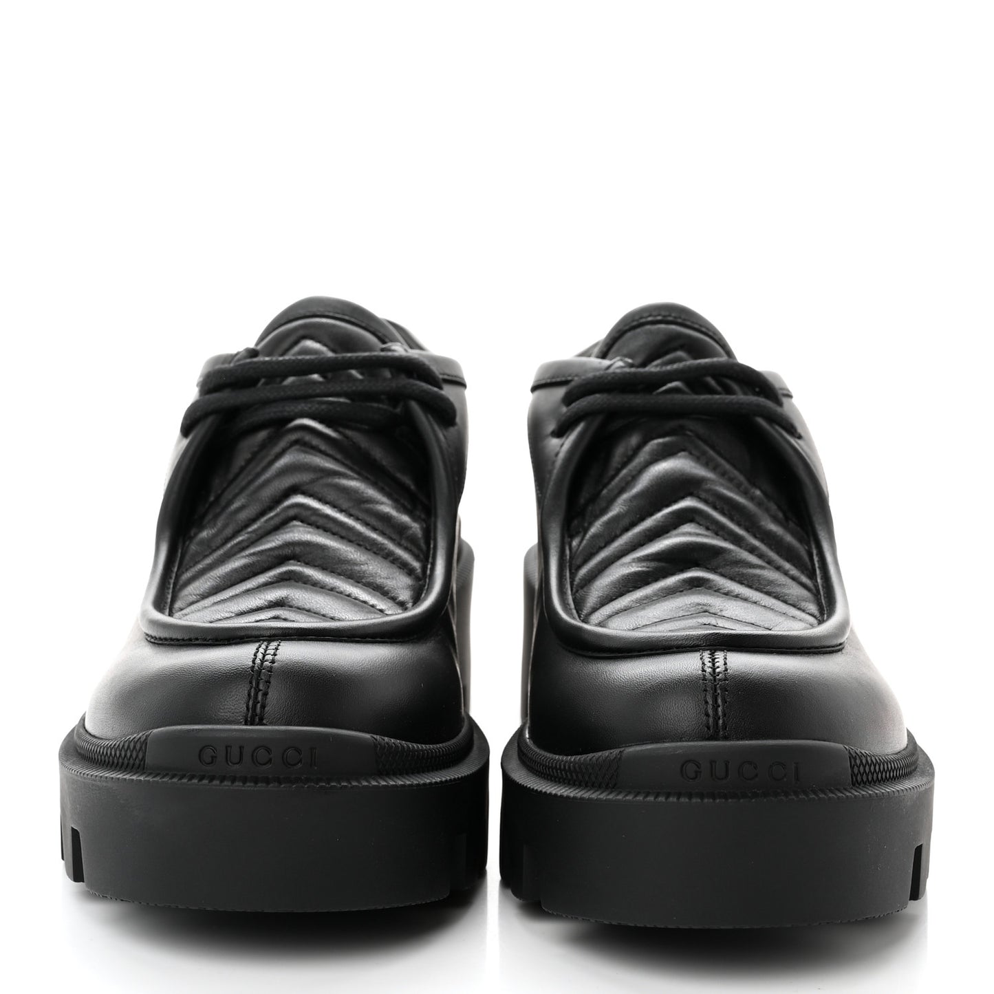 Calfskin Nappa Matelasse Lug Sole Derby Loafers 36.5 Black