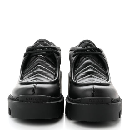 Gucci Calfskin Nappa Matelasse Lug Sole Derby Loafers 36.5 Black 2 of 8