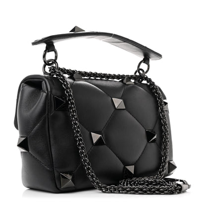 Valentino Garavani Nappa Monochrome Medium Roman Stud Shoulder Bag Black 3 of 9
