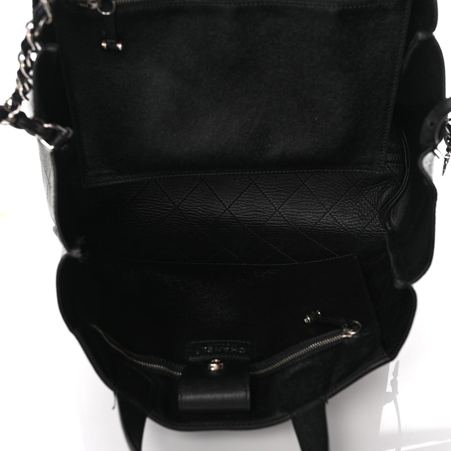 Caviar Stitched Large Shopping Tote Black