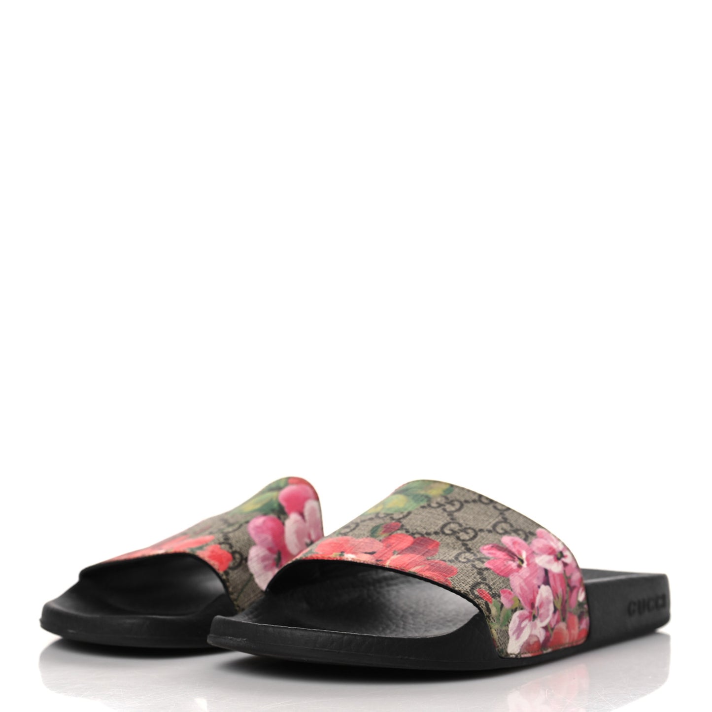 GG Supreme Monogram Blooms Slide Sandals 37 Multicolor