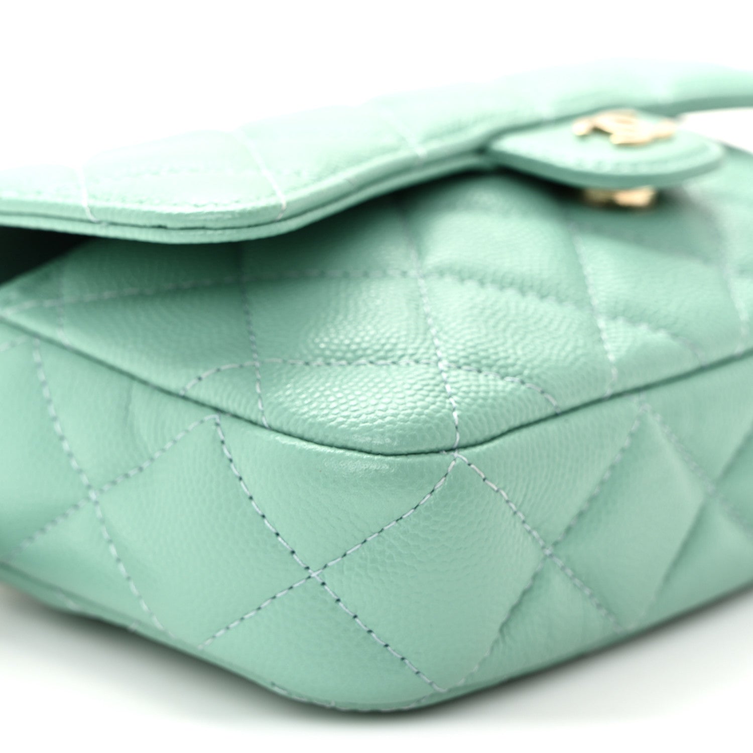 Chanel Caviar Quilted Flap Phone Holder With Chain Turquoise 10 of 11