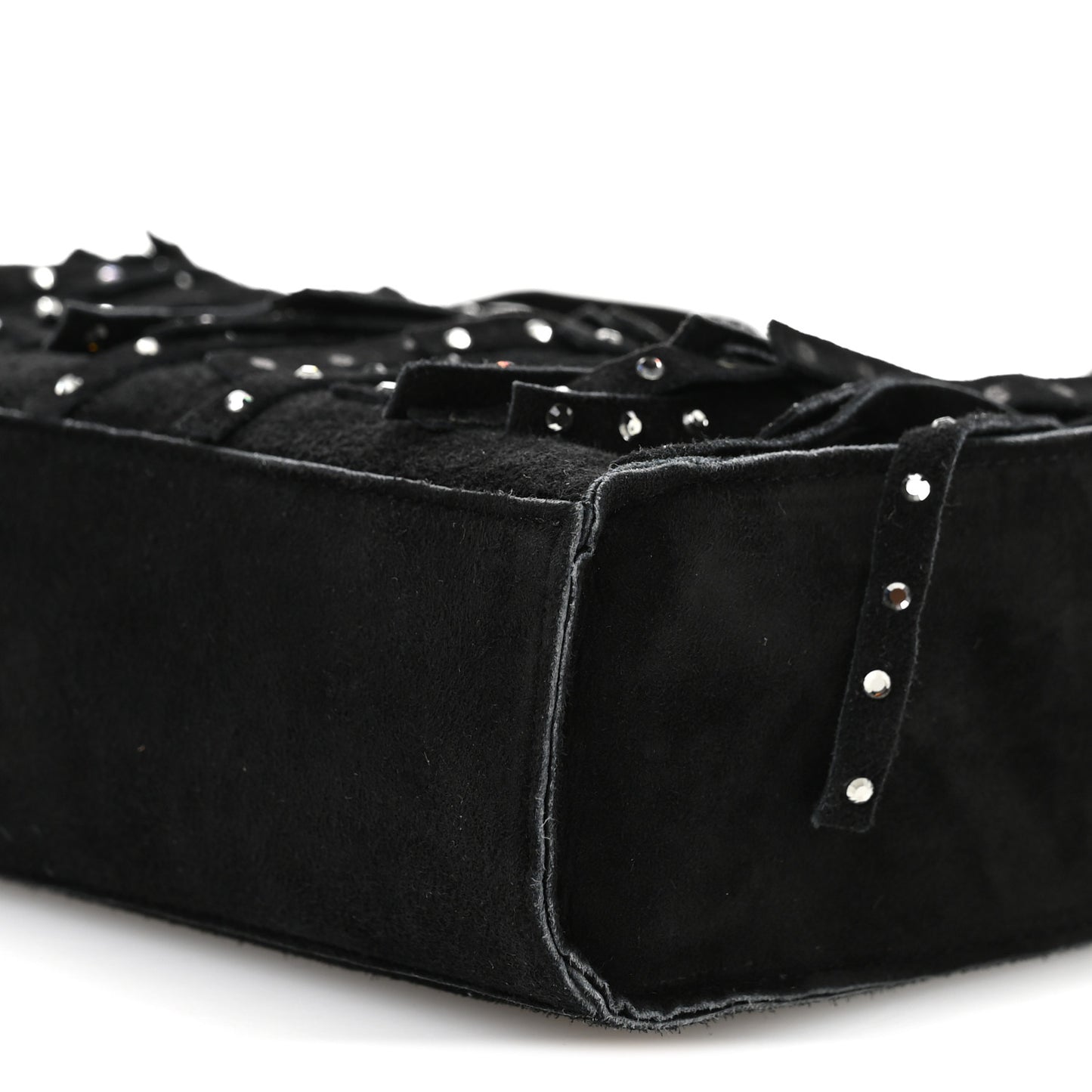 Suede Mini Fringe Tote Black