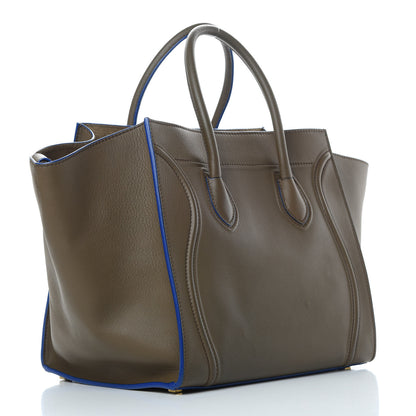 Celine Smooth Calfskin Medium Phantom Luggage Khaki Cobalt Trim 3 of 14
