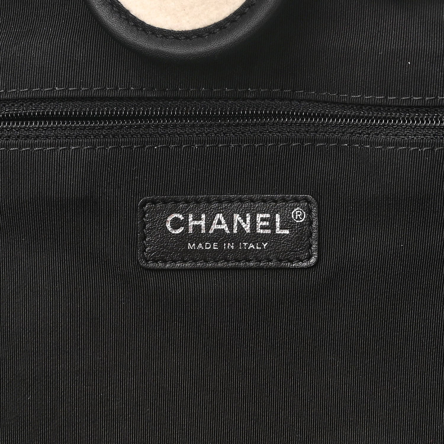 Chanel Wool Felt Calfskin Large Deauville Tote White Black 5 of 11