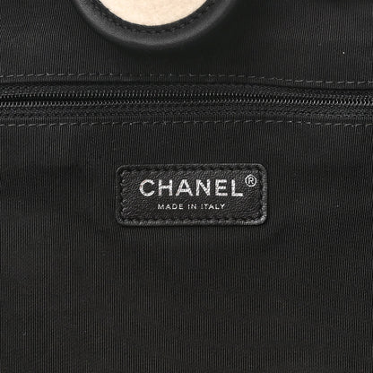 Chanel Wool Felt Calfskin Large Deauville Tote White Black 5 of 11