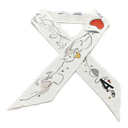Christian Dior Silk ABCDior Mitzah "A" Scarf Off White 1 of 4