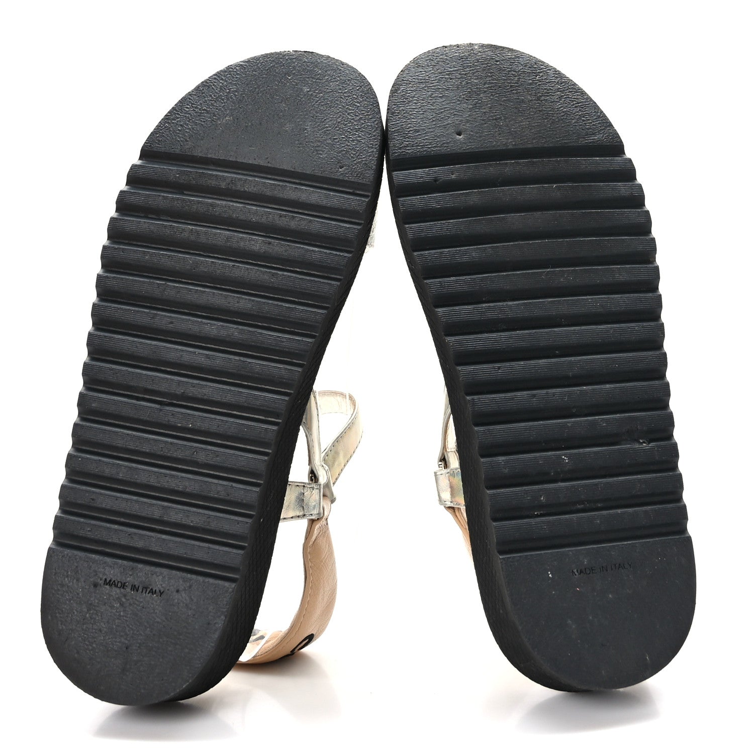 Chanel Lambskin Logo Platform Sandals 41 Beige Gold White 5 of 8