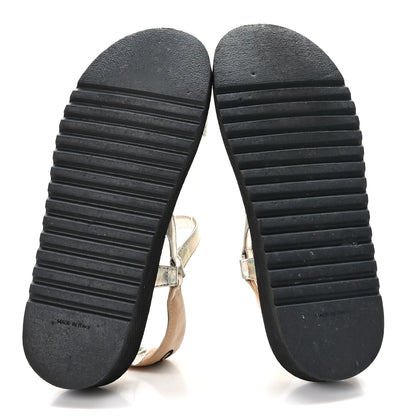 Chanel Lambskin Logo Platform Sandals 41 Beige Gold White 5 of 8