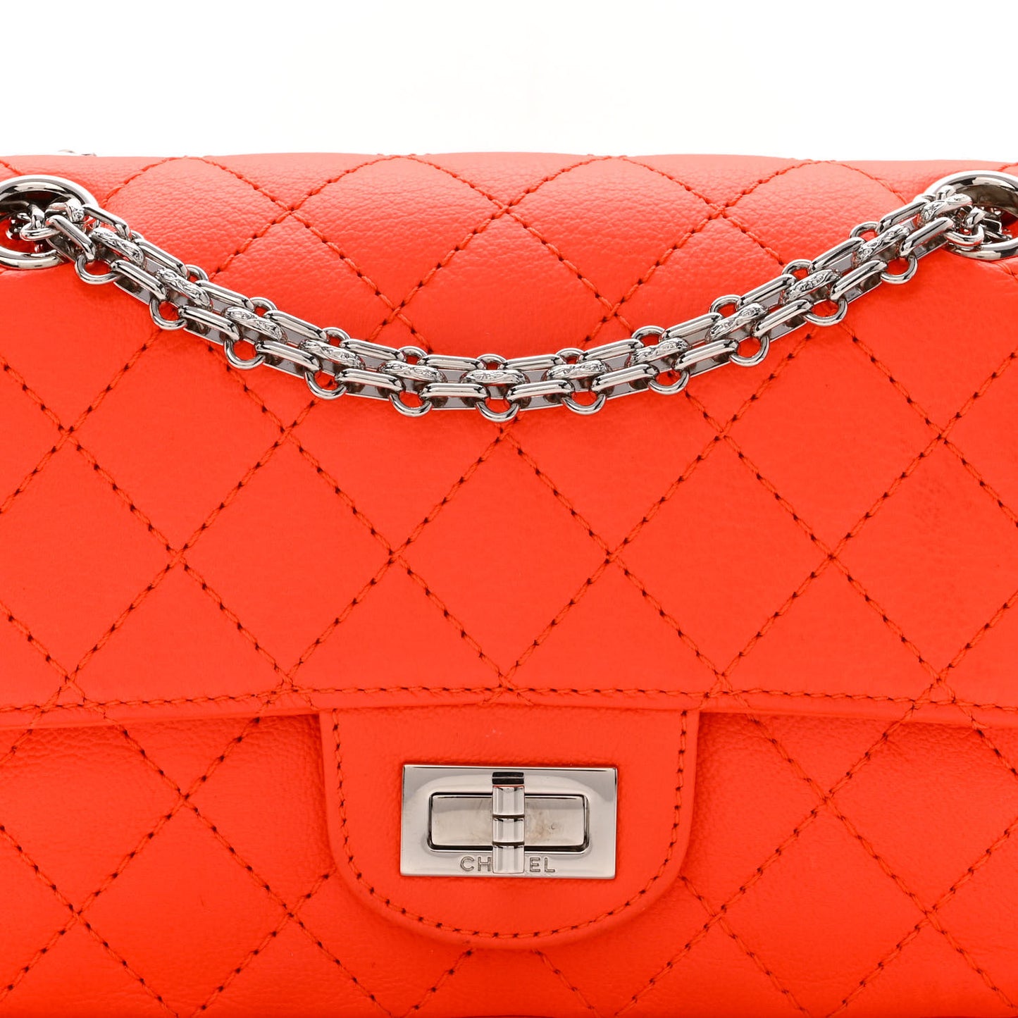Goatskin Quilted 2.55 Reissue Mini Flap Orange