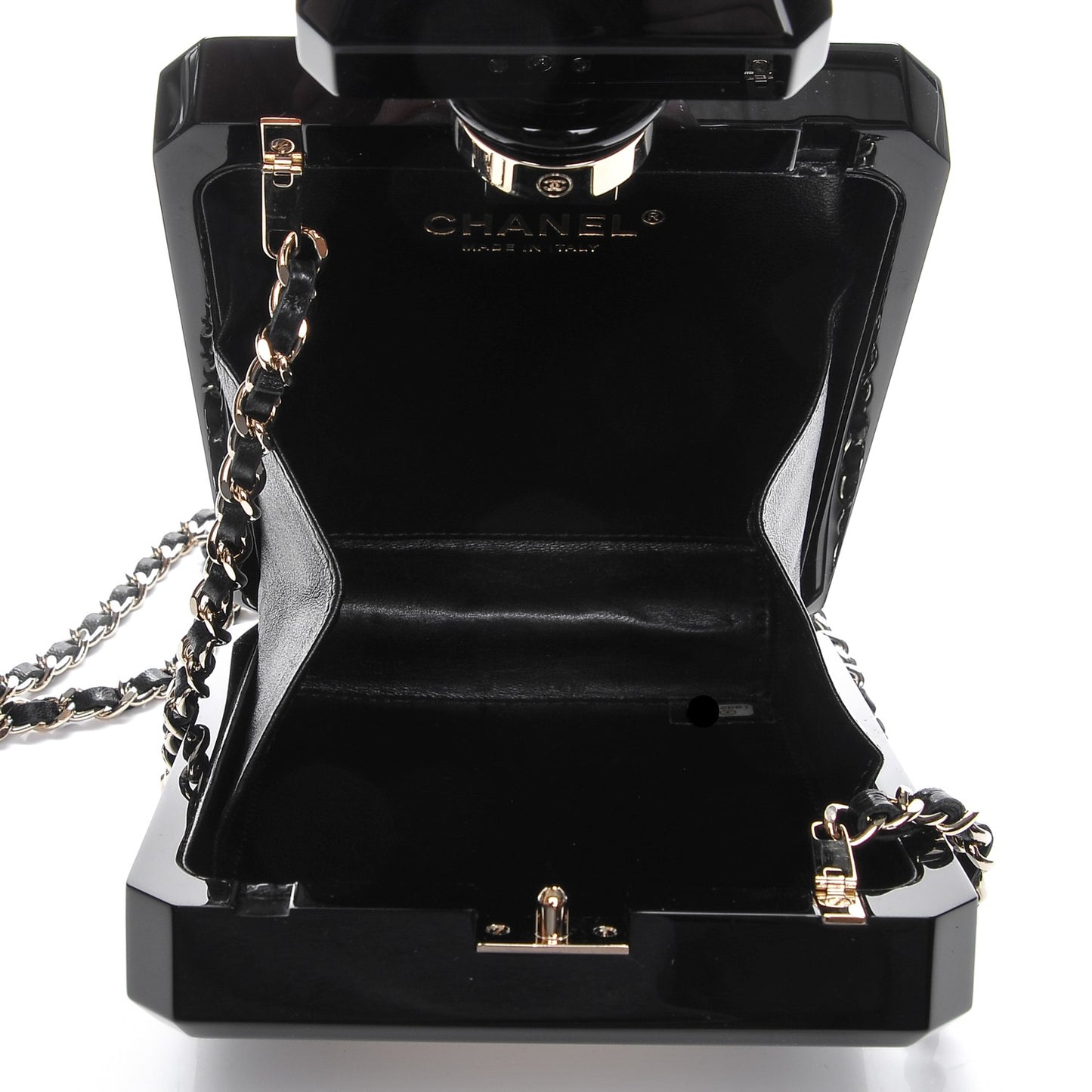 Plexiglass Perfume Bottle Clutch Black