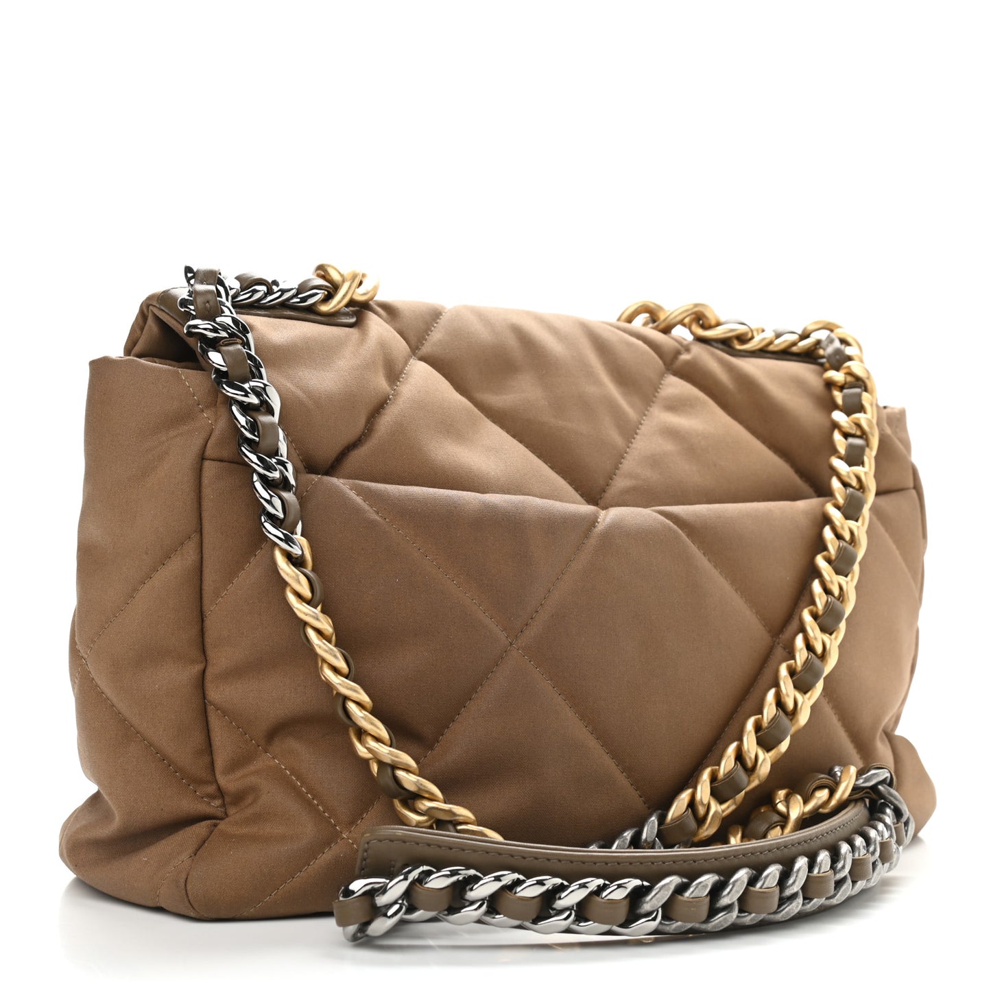 Canvas Quilted Large Chanel 19 Flap Bronze