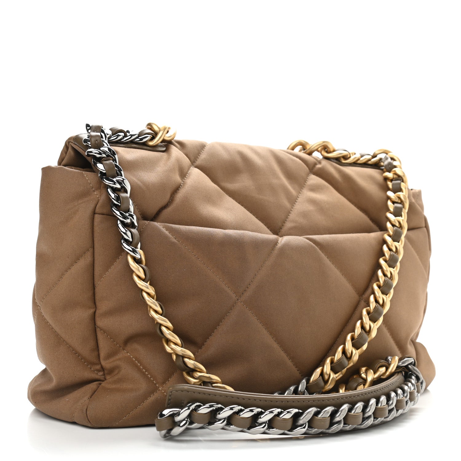 Chanel Canvas Quilted Large Chanel 19 Flap Bronze 3 of 10