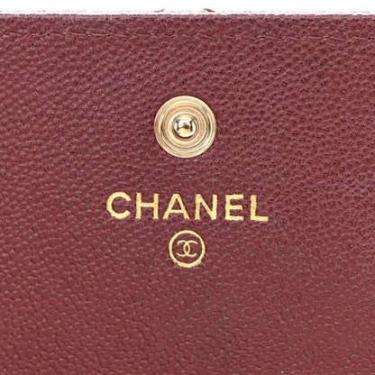 Chanel Caviar Quilted Studded CC Large Gusset Flap Wallet Burgundy 6 of 12