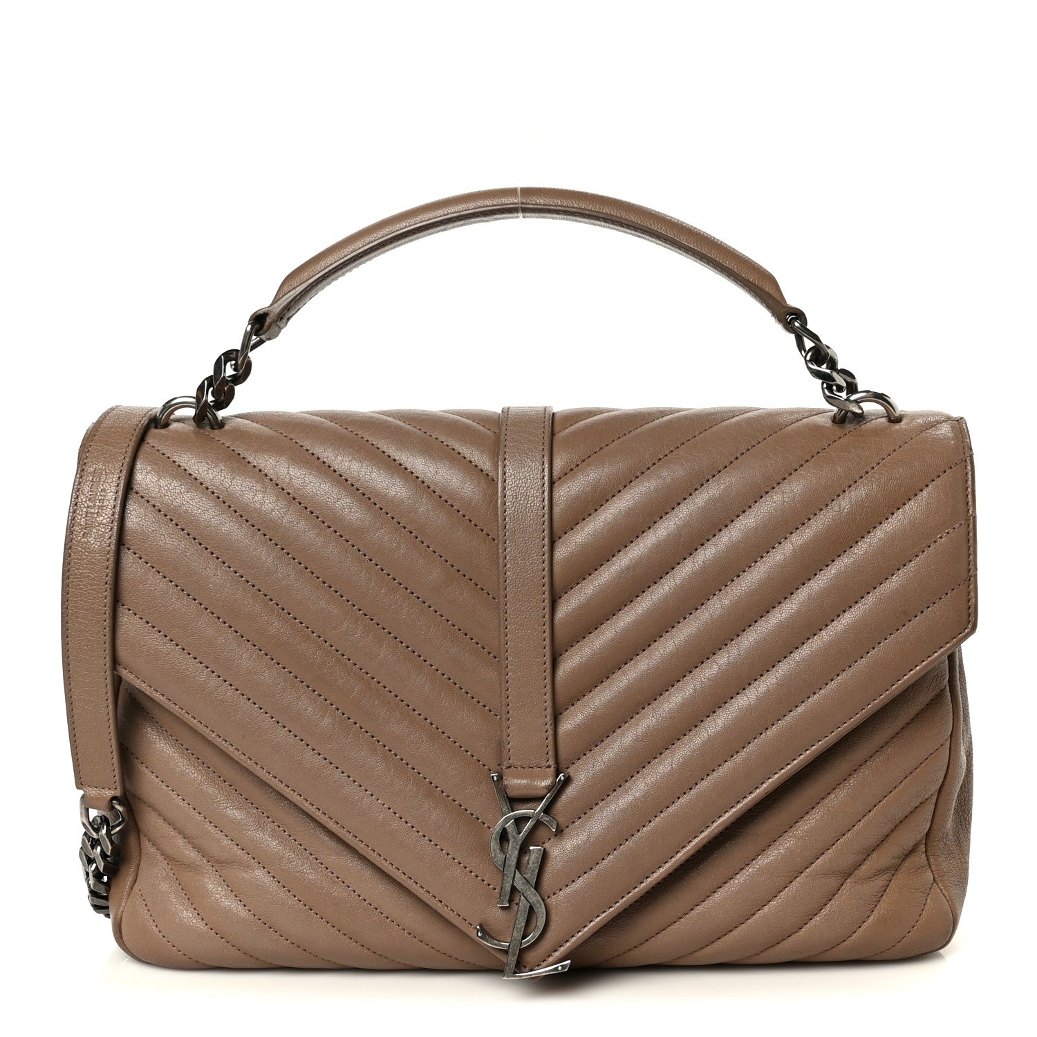 Saint Laurent Sheepskin Matelasse Chevron Monogram Large College Bag Fard 1 of 11