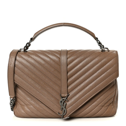 Saint Laurent Sheepskin Matelasse Chevron Monogram Large College Bag Fard 1 of 11