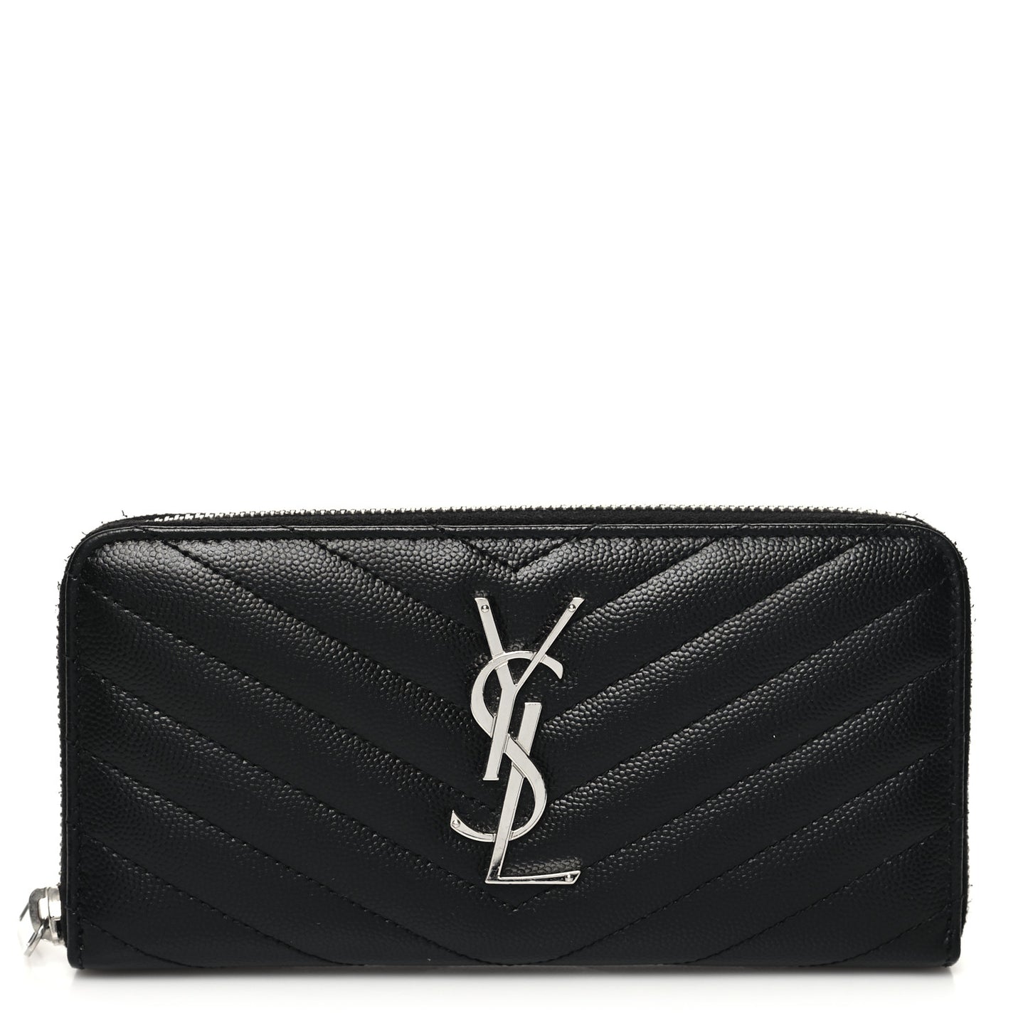 Grain De Poudre Matelasse Chevron Monogram Zip Around Wallet Black