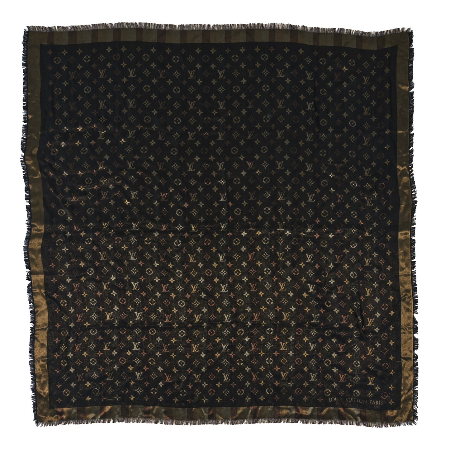 Silk Lurex Wool So Shine Monogram Shawl Black
