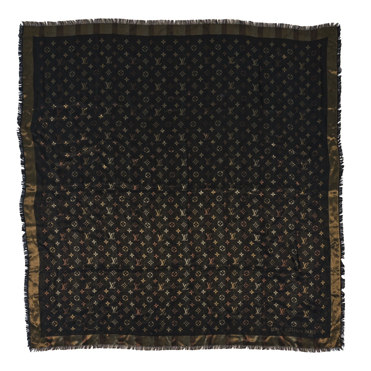 Louis Vuitton Silk Lurex Wool So Shine Monogram Shawl Black 1 of 3