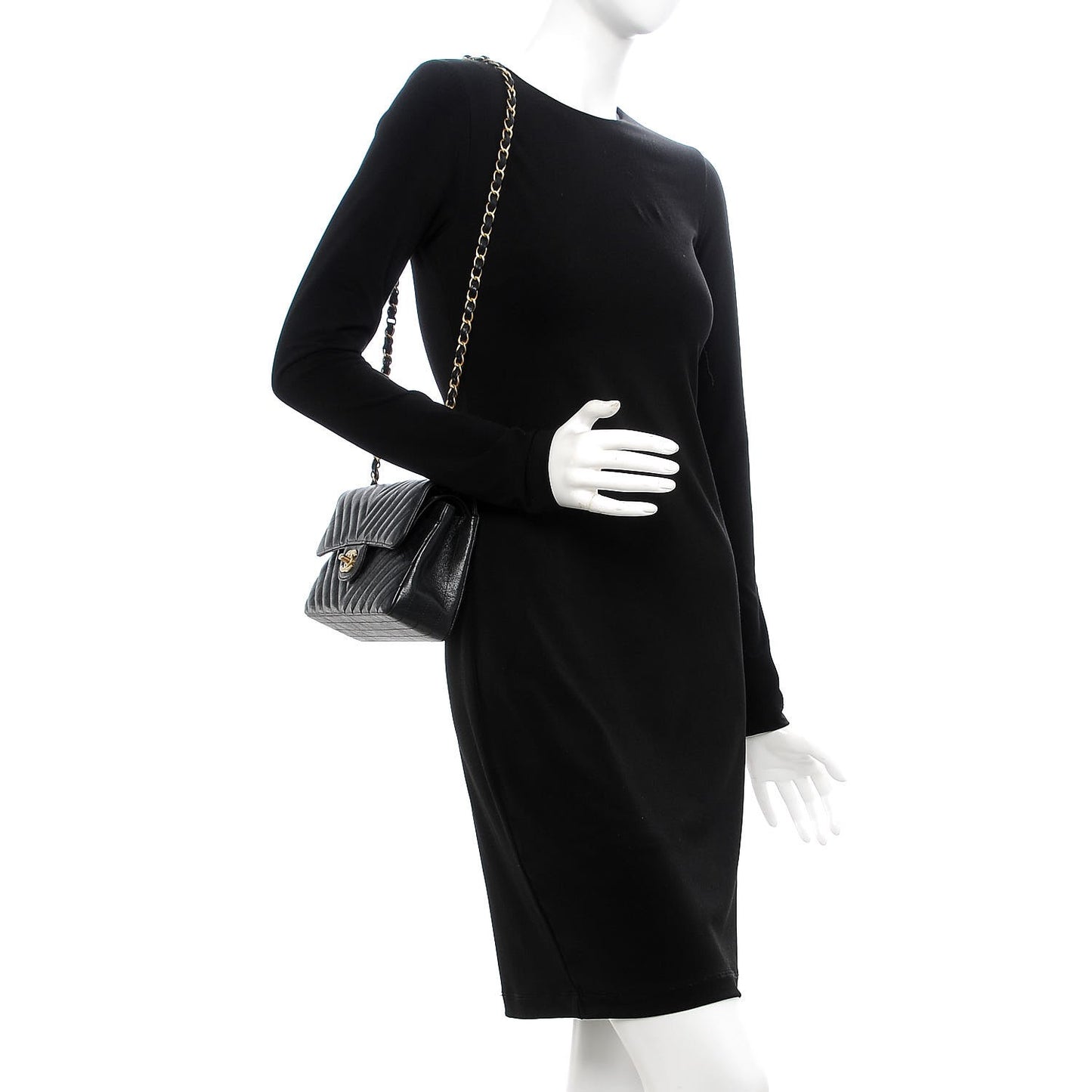 Metallic Crumpled Calfskin Quilted Small Double Flap Black