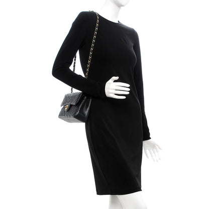 Chanel Metallic Crumpled Calfskin Quilted Small Double Flap Black 2 of 10