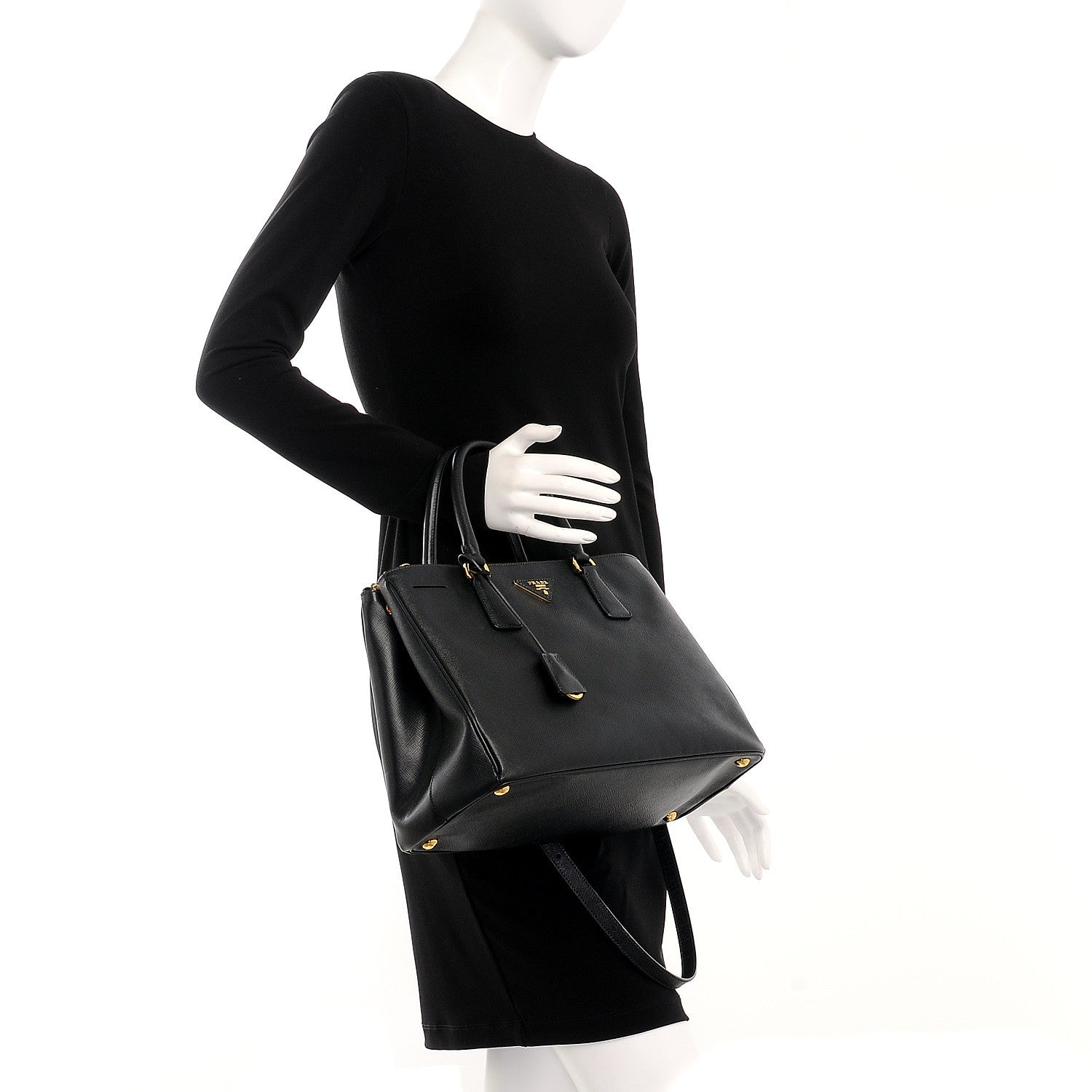 Prada Saffiano Medium Galleria Double Zip Tote Black 3 of 8