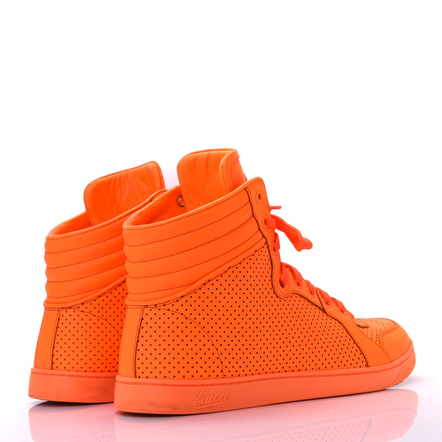 Gucci Fluo Matte Calfskin Coda High Top Sneakers 9 Fluorescent Orange 3 of 4