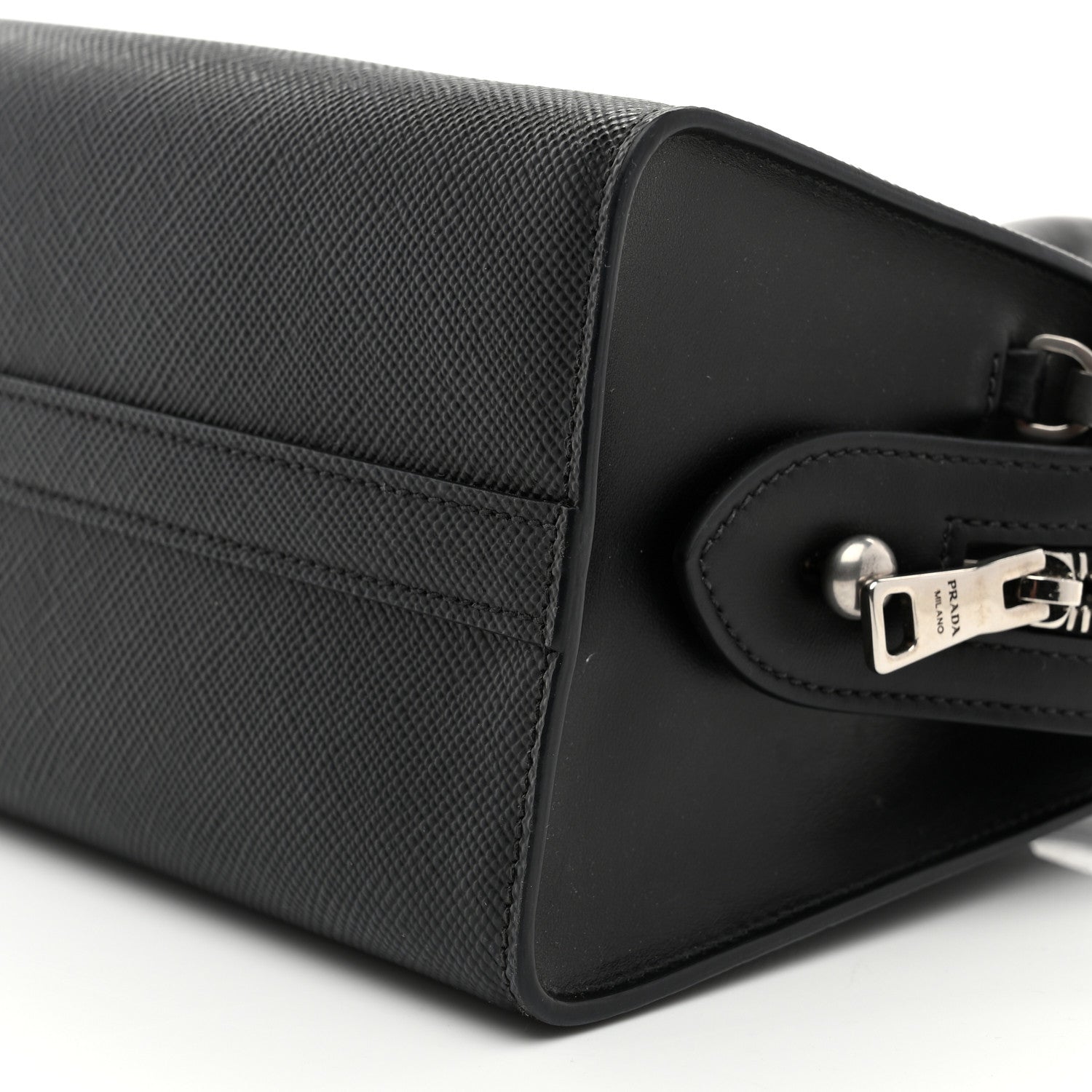 Prada Saffiano Cuir Calfskin Mini Monochrome Top Handle Tote Black 10 of 10