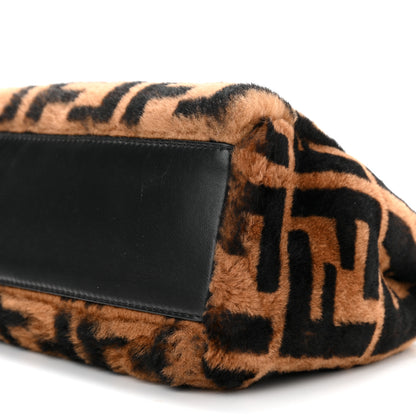 Fendi Shearling Nappa Macro FF 1974 Mini Peekaboo Iconic Satchel Tobacco Black 10 of 10