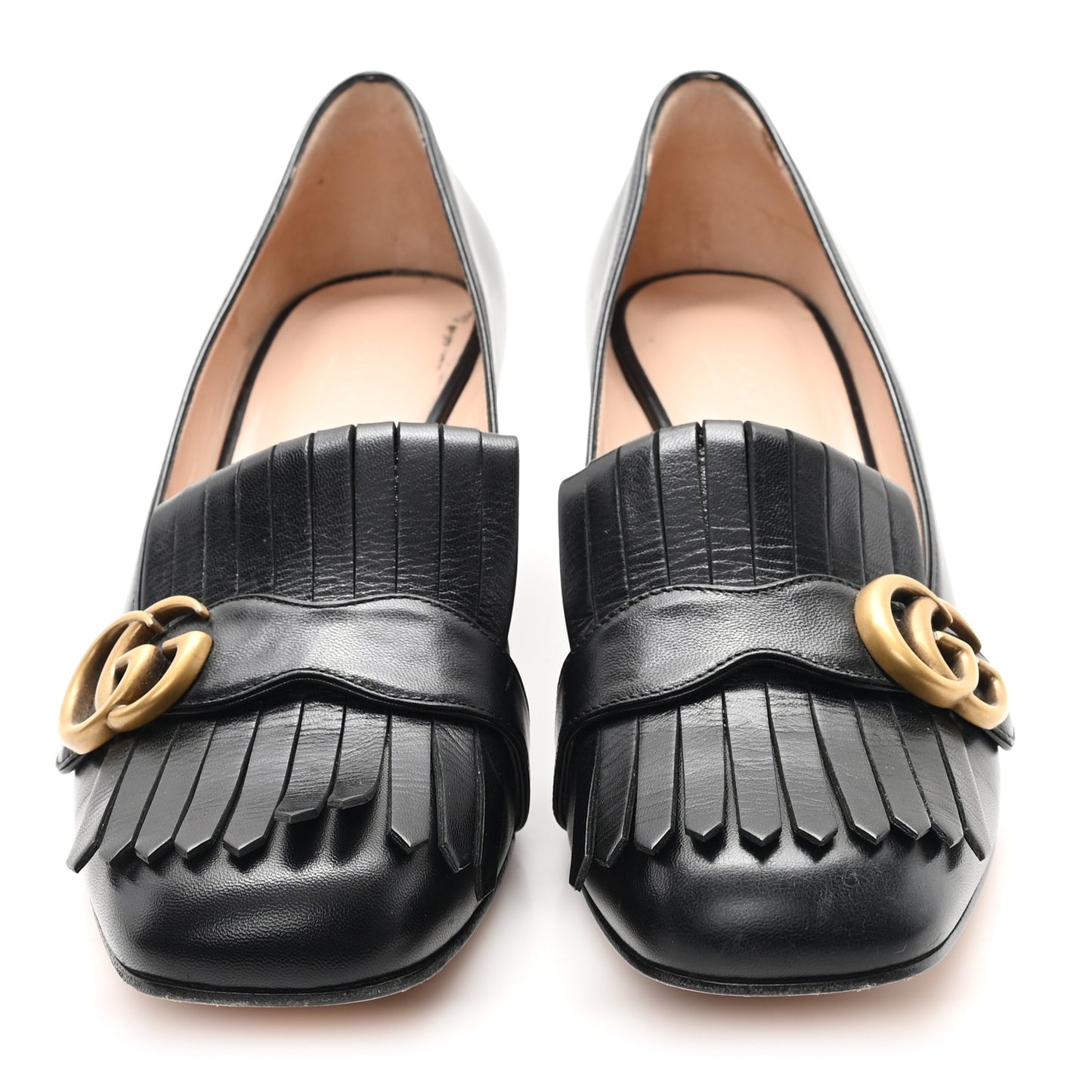 Malaga Kid GG Marmont Fringe 50mm Loafer Pumps 40.5 Black