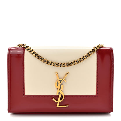 Saint Laurent Nappa Patent Calfskin Two-Toned Small Monogram Kate Satchel Off White Oxblood Red 1 of 14