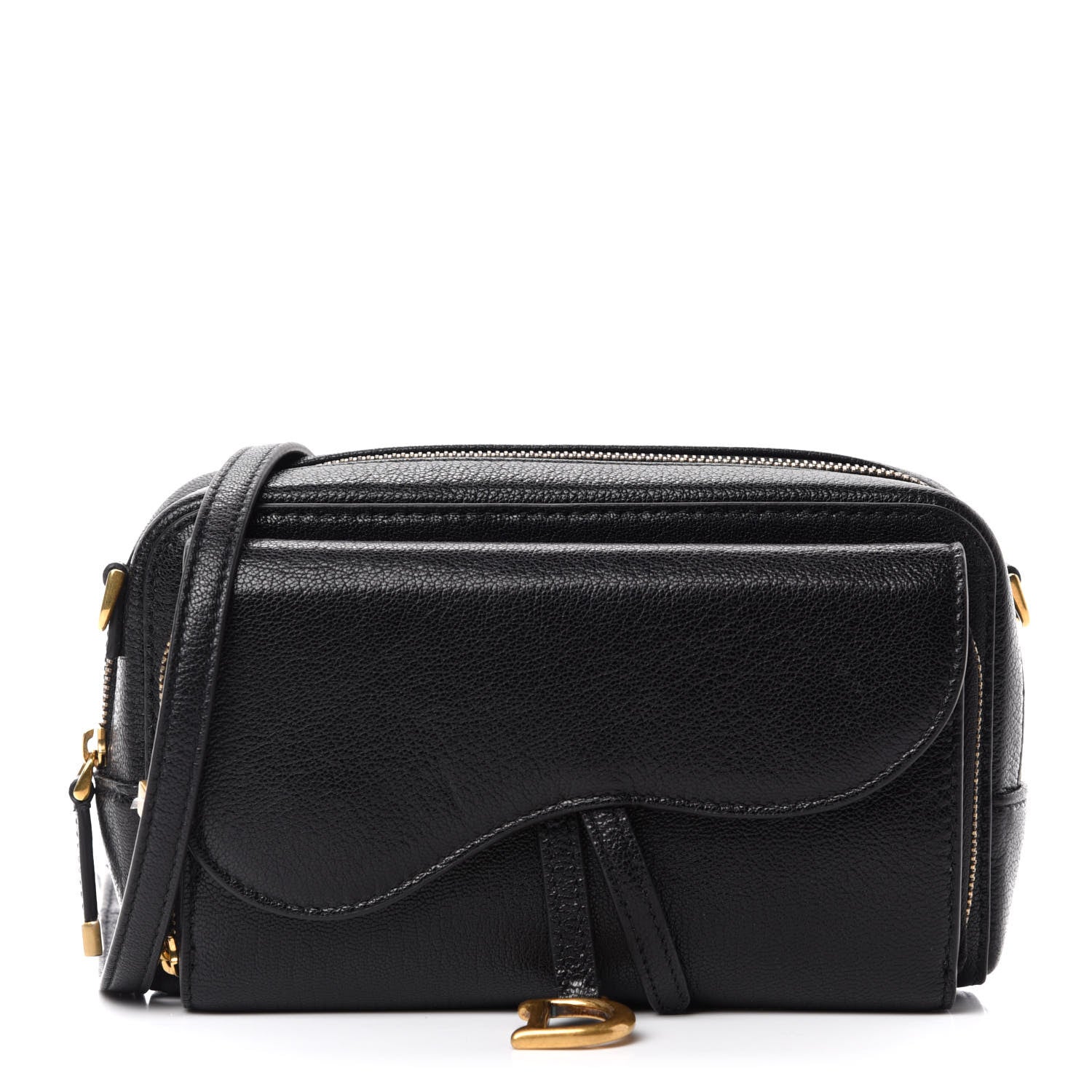 Christian Dior Goatskin Double Saddle Pouch Black 1 of 10