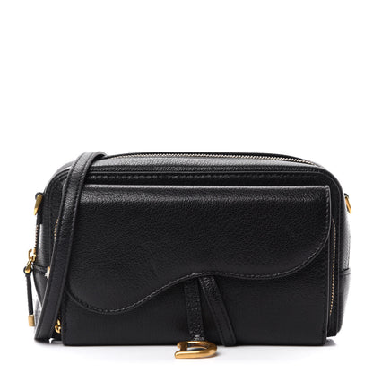 Christian Dior Goatskin Double Saddle Pouch Black 1 of 10