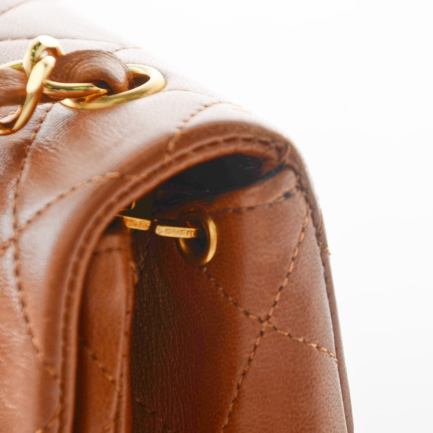 Lambskin Quilted Small Single Flap Bag Brown