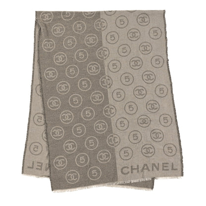 Chanel Wool Cashmere Silk CC Scarf Beige White 2 of 3
