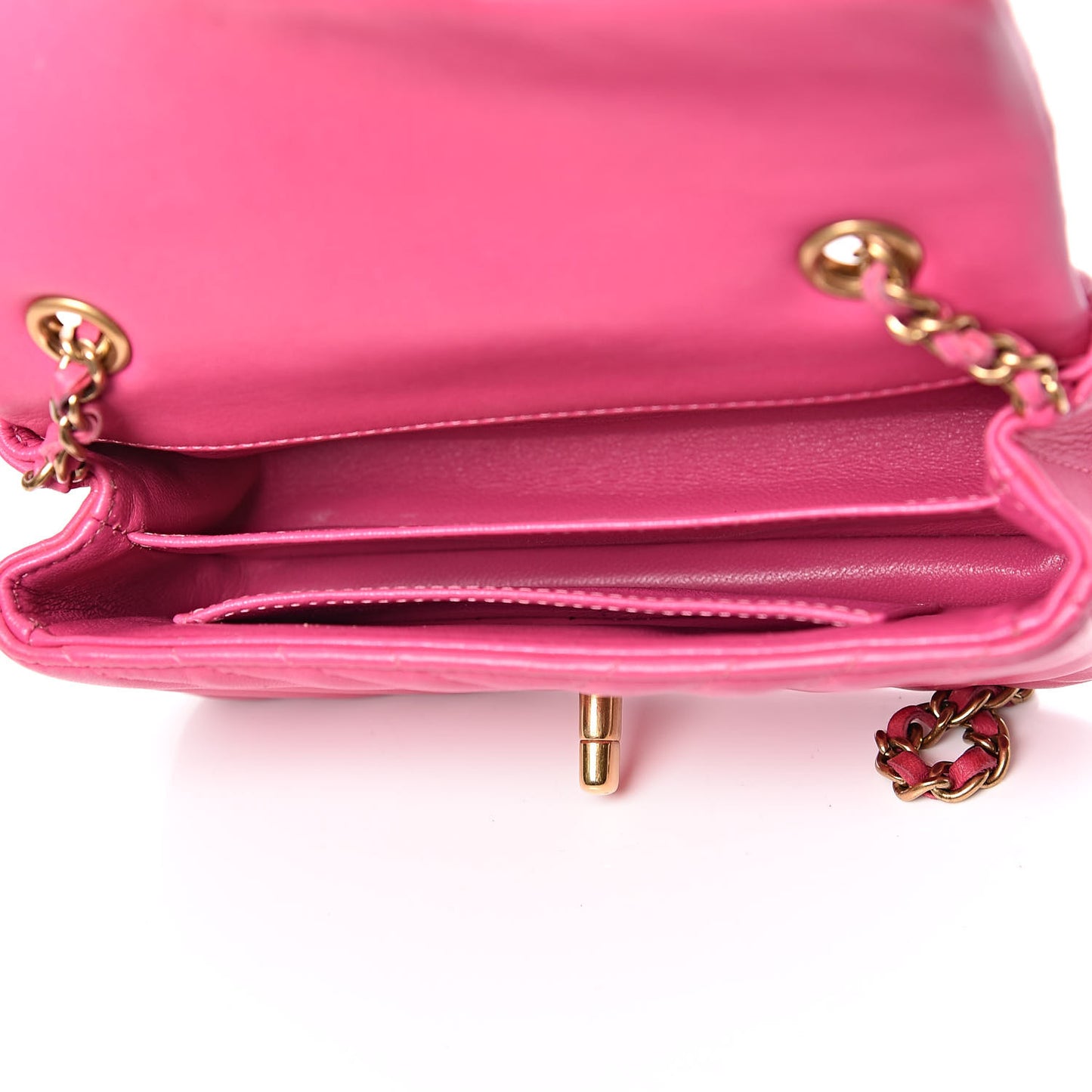 Lambskin Chevron Quilted Extra Mini Flap Dark Pink